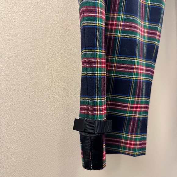 Talbots Talbots Tartan Plaid Navy Blue Green & Red Holiday Ankle Pants with Bows - Picture 3 of 5
